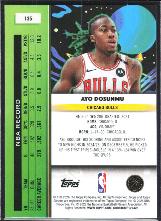 2025-26 Topps Chrome Cosmic #135 Ayo Dosunmu - baksida