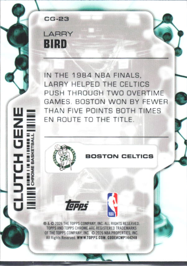 2025-26 Topps Chrome Update #CG-23 Larry Bird Clutch Gene - baksida