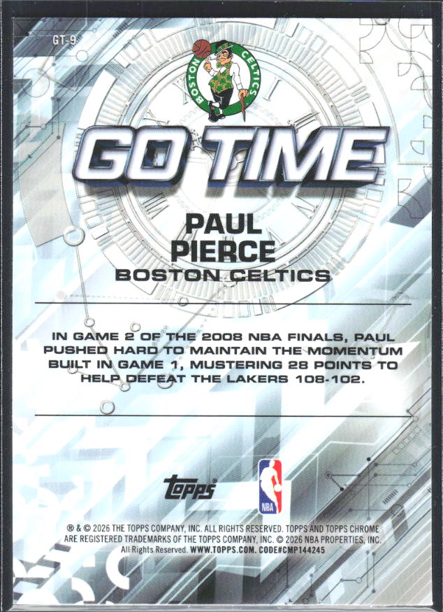2025-26 Topps Chrome Update #GT-9 Paul Pierce Go Time - baksida