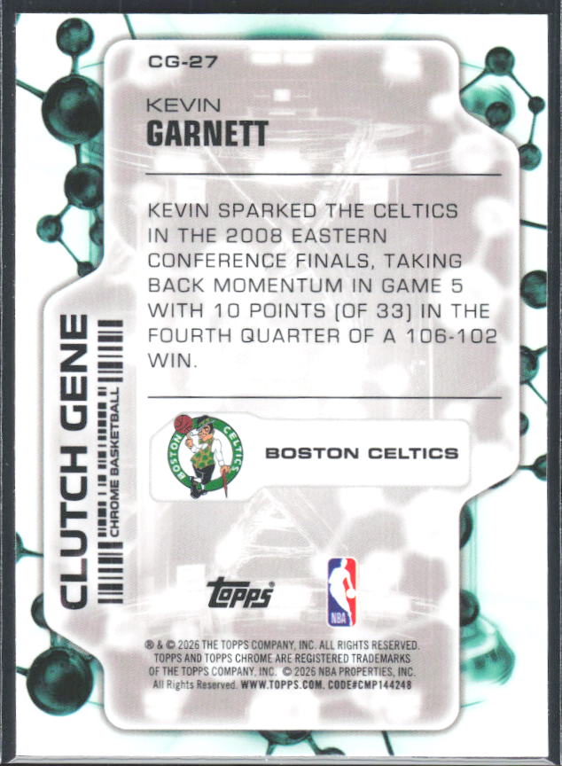 2025-26 Topps Chrome Update #CG-27 Kevin Garnett Clutch Gene - baksida
