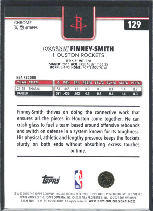 2025-26 Topps Chrome Update #129 Dorian Finney-Smith - baksida