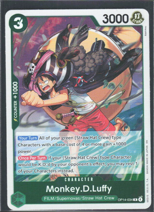 The Azure Sea's Seven #OP14-034 Monkey.D.Luffy - framsida