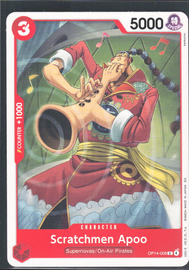 The Azure Sea's Seven #OP14-008 Scratchmen Apoo - framsida