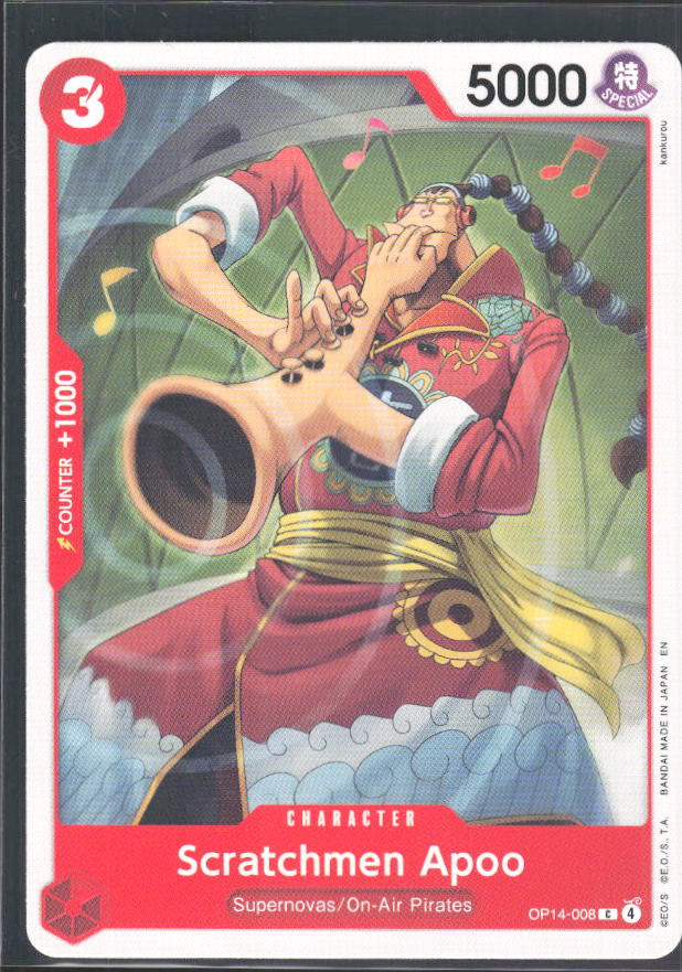 The Azure Sea's Seven #OP14-008 Scratchmen Apoo - framsida