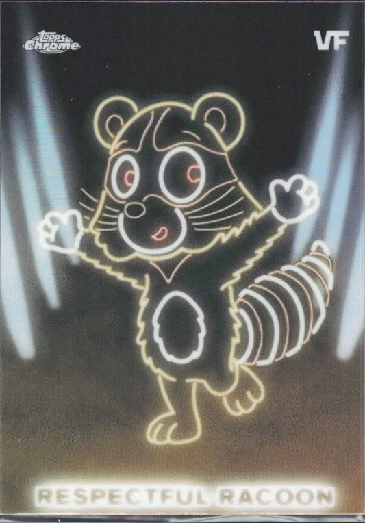 2026 Topps Chrome VeeFriends #NE-18 Respectful Raccoon - Neon Lights - framsida