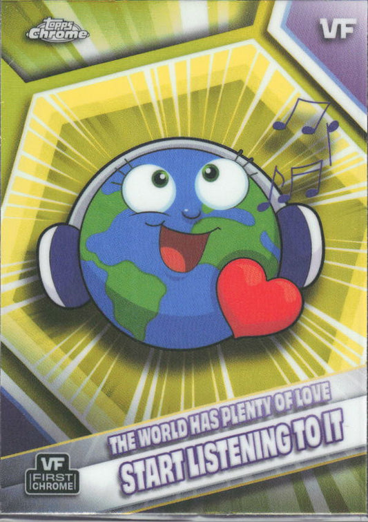 2026 Topps Chrome VeeFriends #173 The World Has Plenty Of Love Start Listening To It - Yellow Refractor - framsida