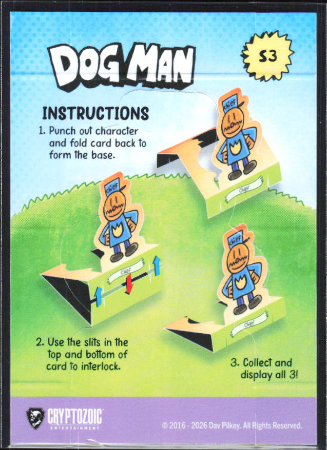 2026 Cryptozoic Dog Man Playpaks: Series 1 #S3 Chief Standee - baksida