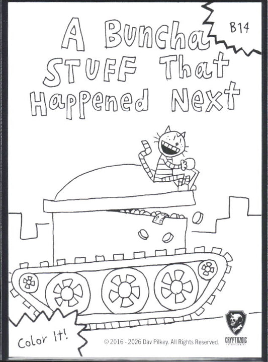 2026 Cryptozoic Dog Man Playpaks: Series 1 #B14 A Buncha Stuff That Happened Next Base/Color It - baksida