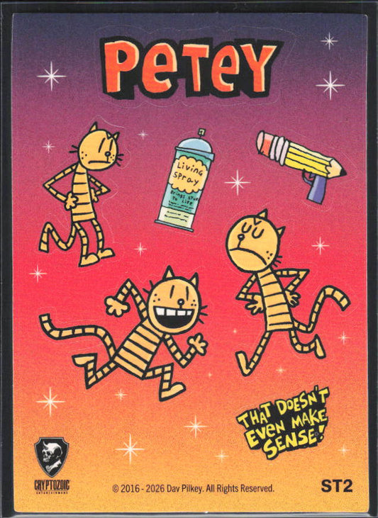2026 Cryptozoic Dog Man Playpaks: Series 1 #ST2 Petey Sticker/Puzzle - framsida