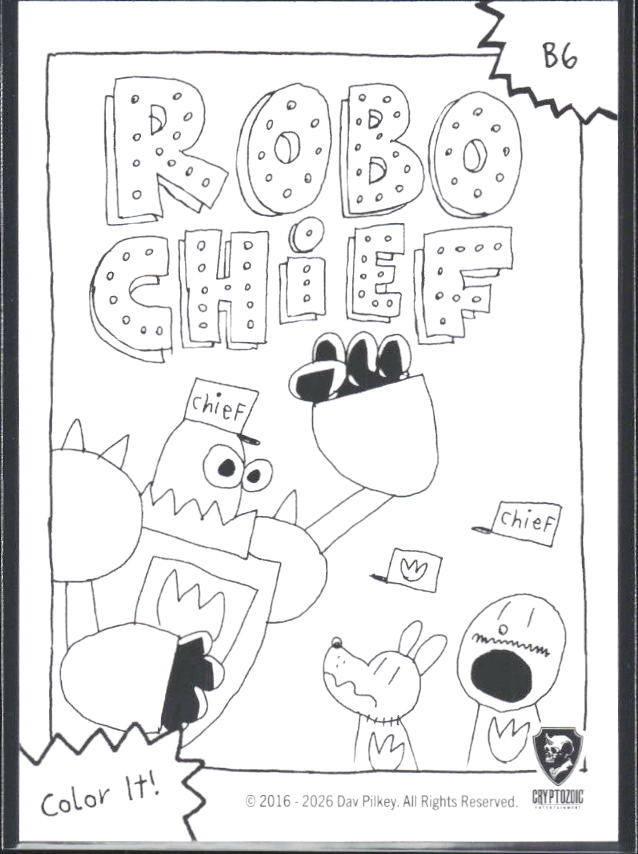 2026 Cryptozoic Dog Man Playpaks: Series 1 #B6 Robo Chief Base/Color It - baksida