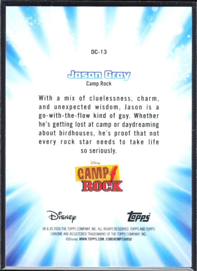 2026 Topps Chrome Disney #DC-13 Jason Gray Disney Channel Throwback