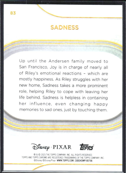 2025 Topps Chrome Disney #83 Sadness