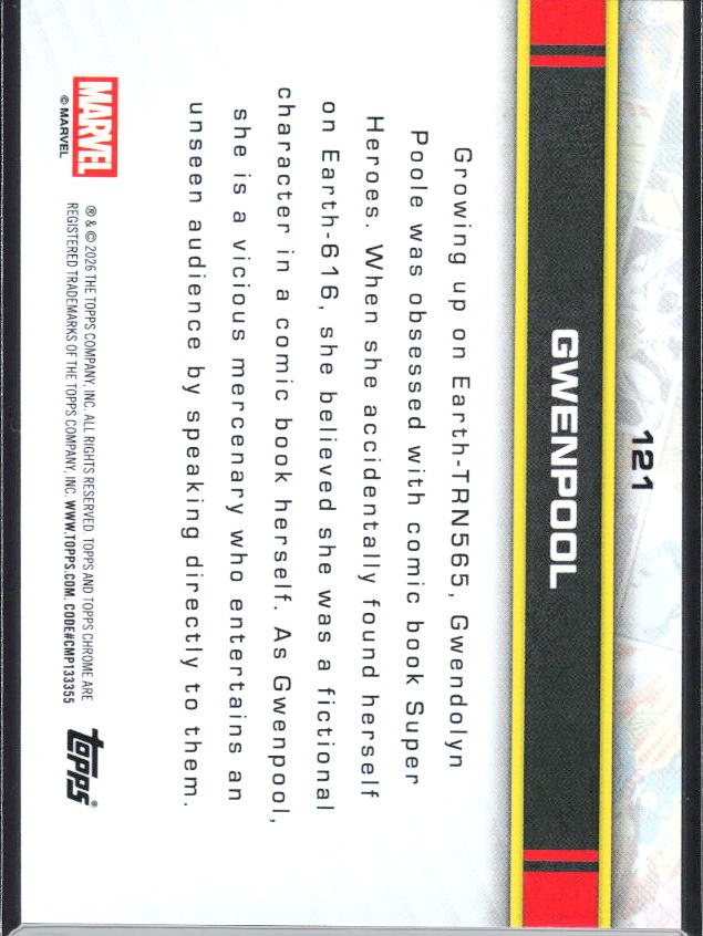 2026 Topps Chrome Marvel Comics #121 Gwenpool - baksida