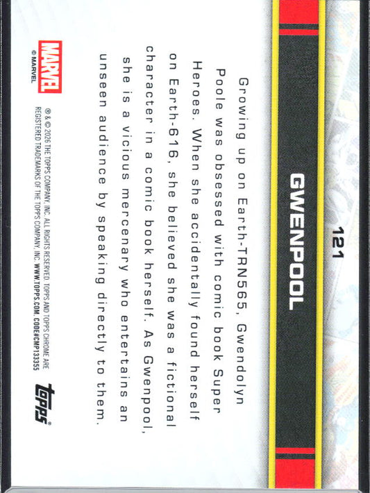 2026 Topps Chrome Marvel Comics #121 Gwenpool - baksida