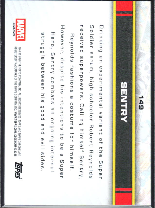 2026 Topps Chrome Marvel Comics #149 Sentry - baksida