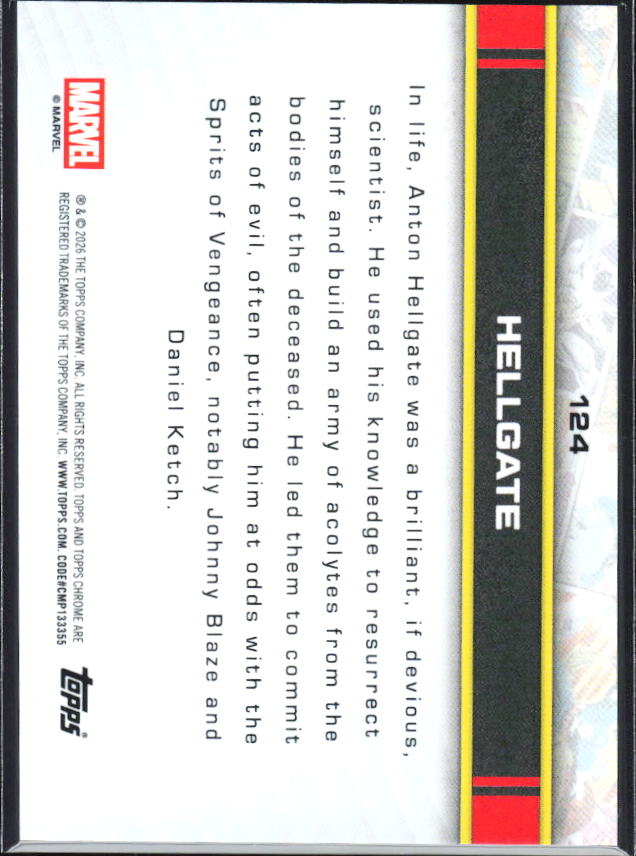 2026 Topps Chrome Marvel Comics #124 Hellgate - baksida