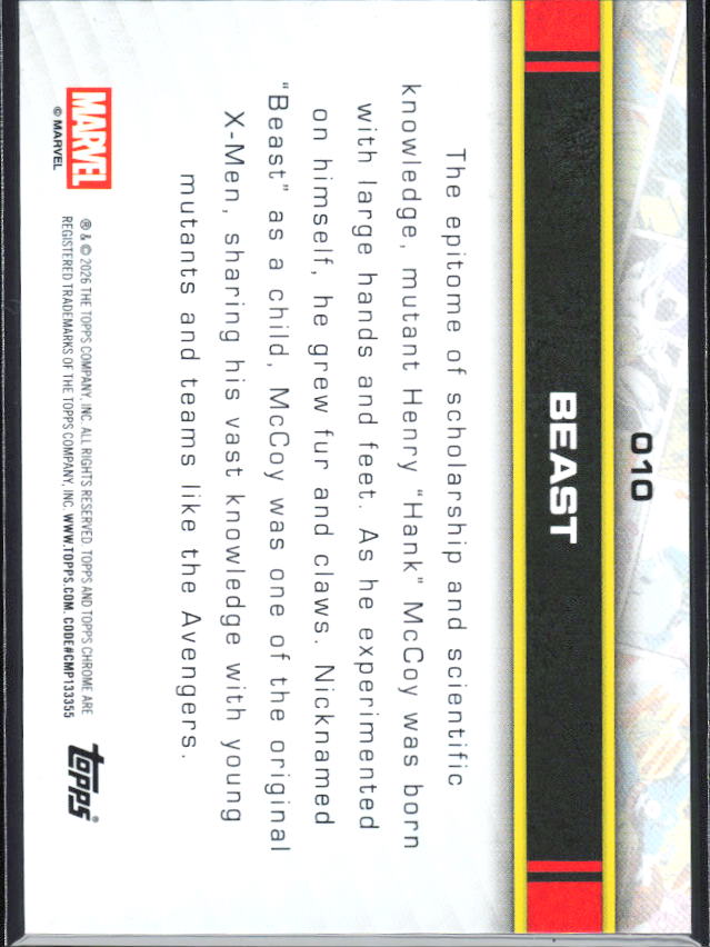 2026 Topps Chrome Marvel Comics #10 Beast - baksida