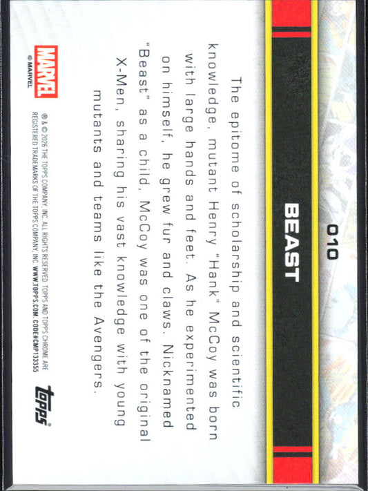 2026 Topps Chrome Marvel Comics #10 Beast - baksida