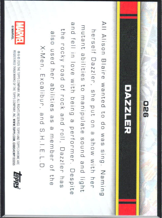 2026 Topps Chrome Marvel Comics #26 Dazzler - baksida