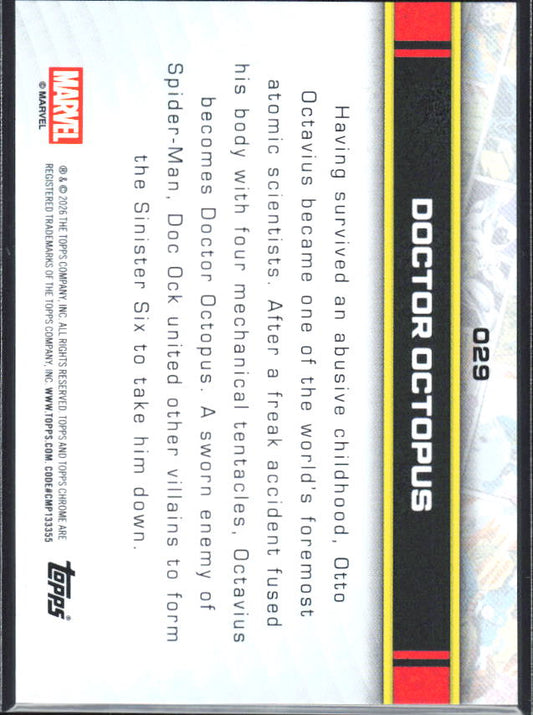 2026 Topps Chrome Marvel Comics #29 Doctor Octopus - baksida