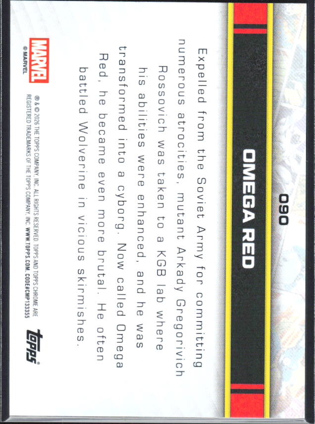 2026 Topps Chrome Marvel Comics #200 Omega Red - baksida