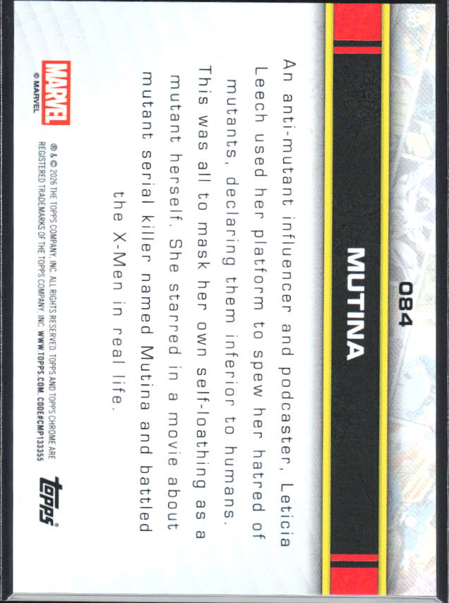 2026 Topps Chrome Marvel Comics #84 Mutina - baksida