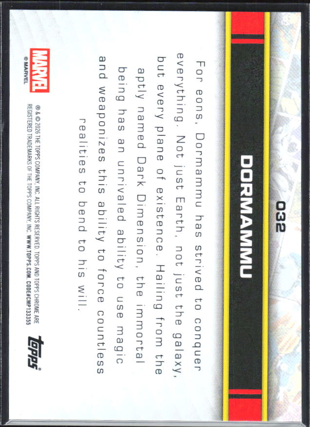 2026 Topps Chrome Marvel Comics #32 Dormammu - baksida