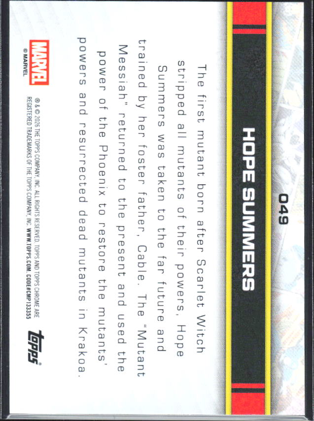 2026 Topps Chrome Marvel Comics #49 Hope Summers - baksida