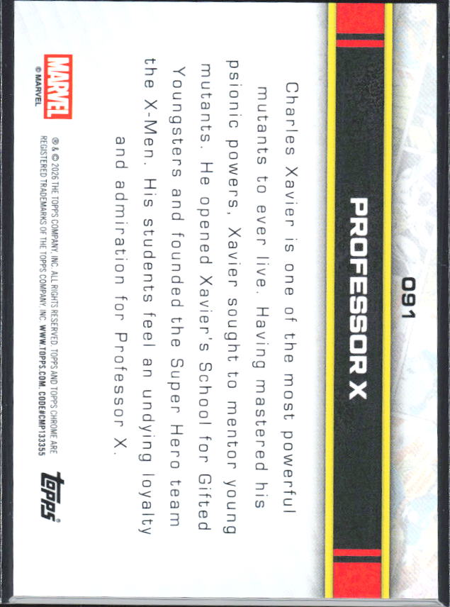 2026 Topps Chrome Marvel Comics #91 Professor X - baksida
