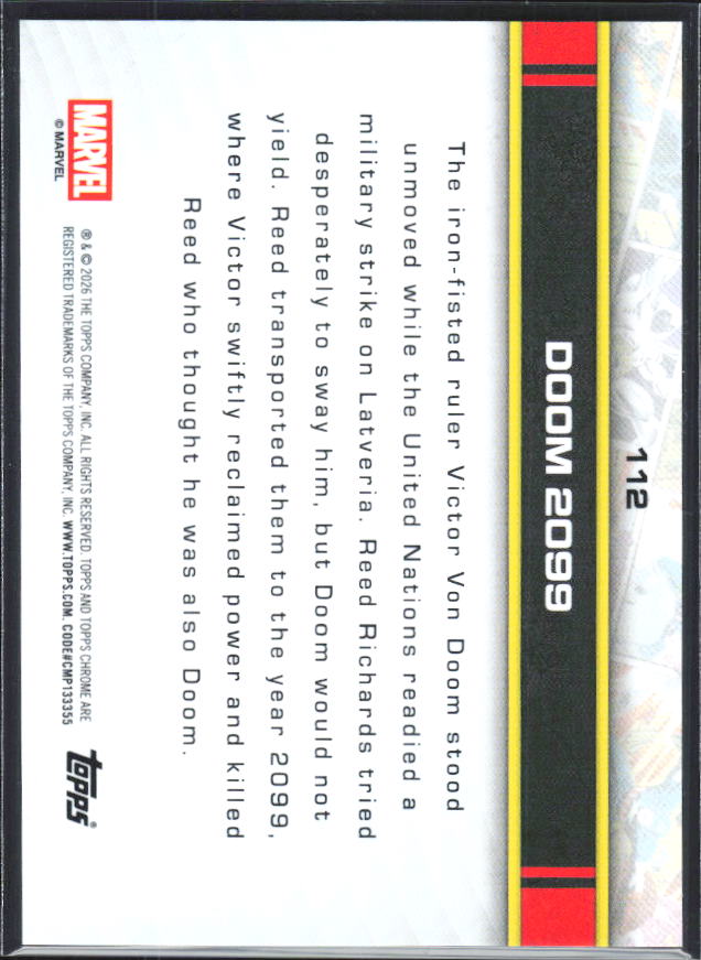 2026 Topps Chrome Marvel Comics #112 Doom 2099 - baksida