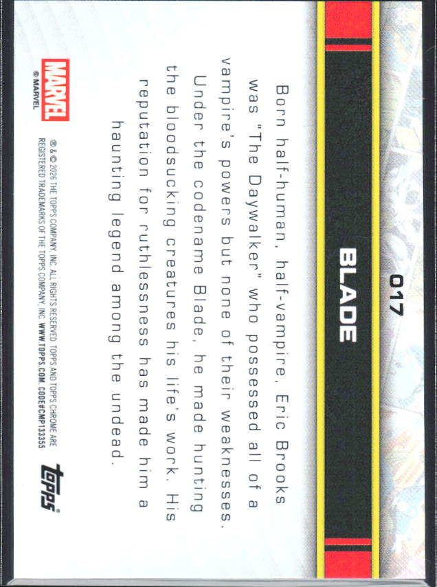 2026 Topps Chrome Marvel Comics #17 Blade - baksida