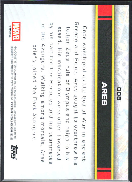 2026 Topps Chrome Marvel Comics #8 Ares - baksida