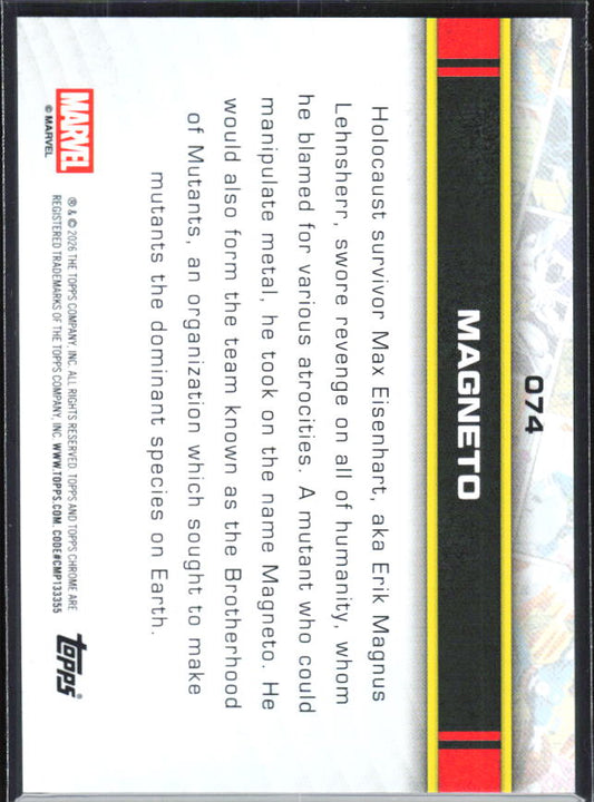 2026 Topps Chrome Marvel Comics #74 Magneto - baksida