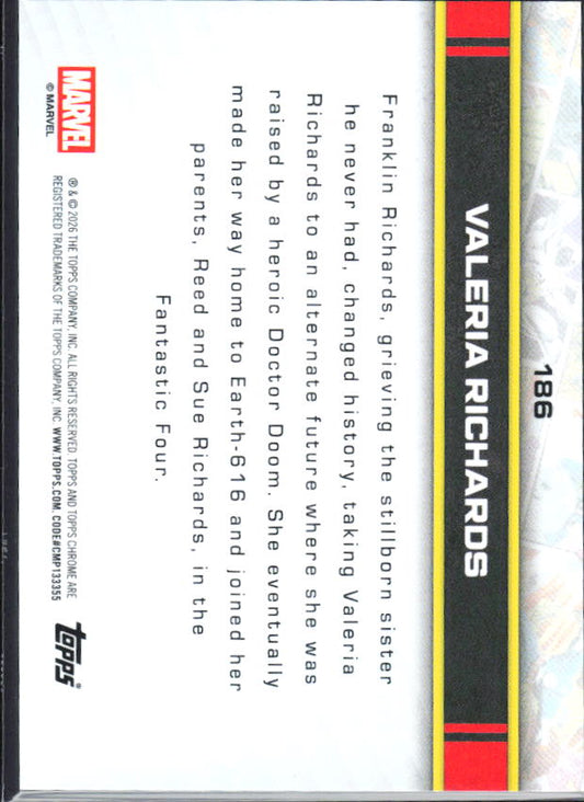 2026 Topps Chrome Marvel Comics #186 Valeria Richards - baksida