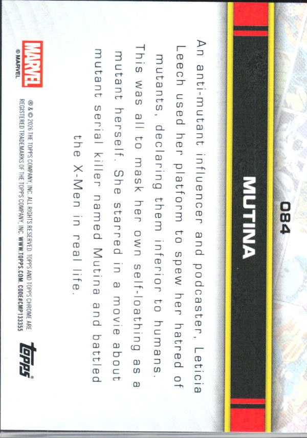 2026 Topps Chrome Marvel Comics #84 Mutina - baksida