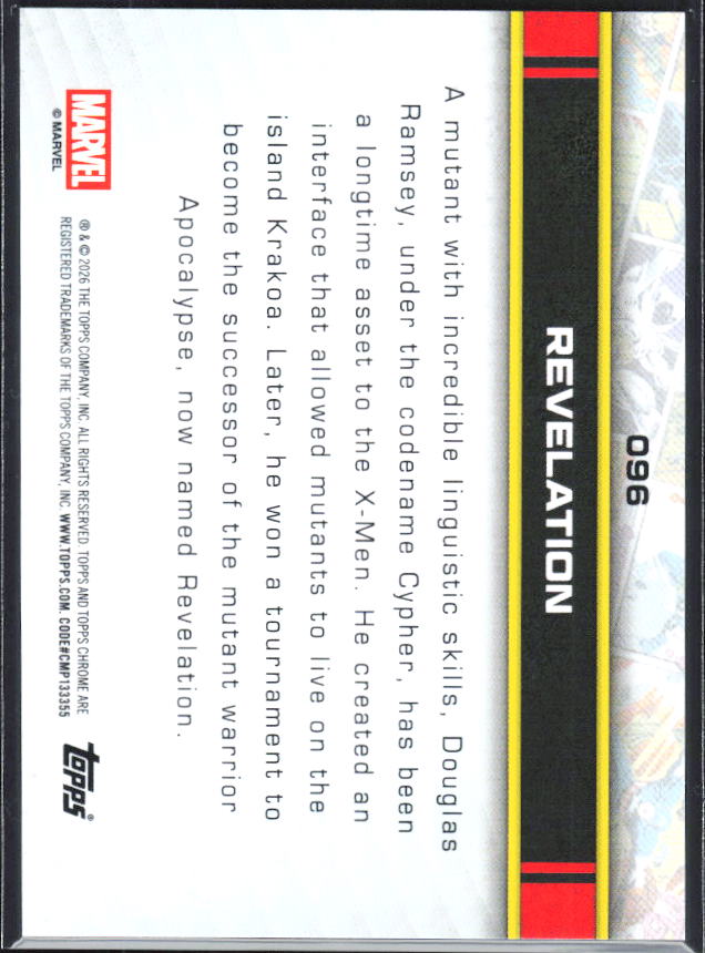 2026 Topps Chrome Marvel Comics #96 Revelation - baksida