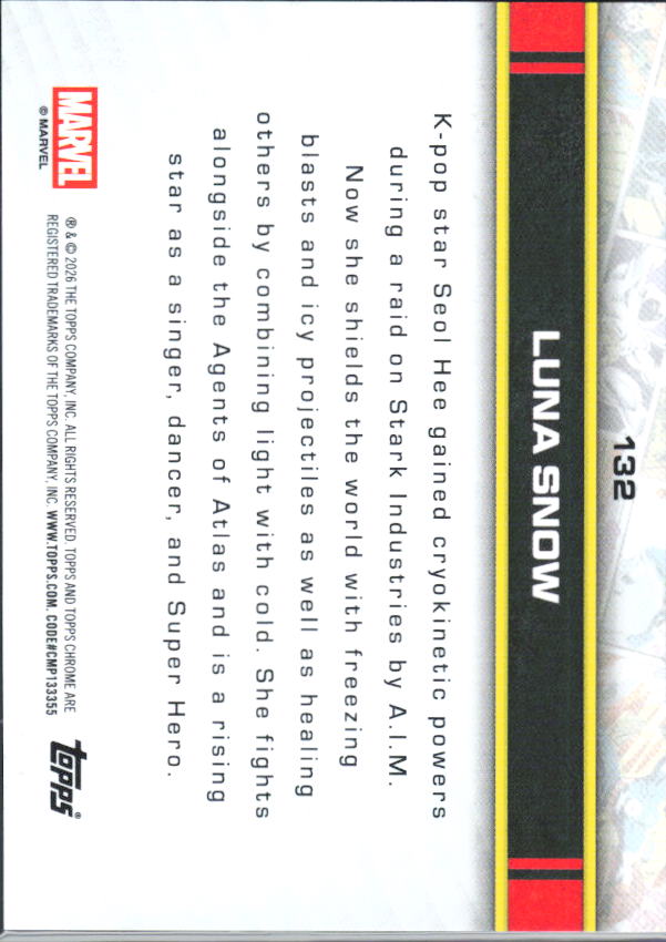 2026 Topps Chrome Marvel Comics #132 Luna Snow - baksida
