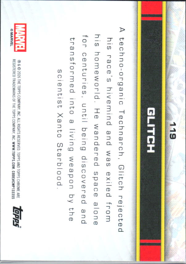 2026 Topps Chrome Marvel Comics #119 Glitch - baksida