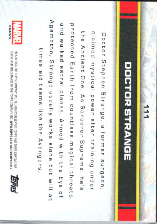 2026 Topps Chrome Marvel Comics #111 Doctor Strange - baksida