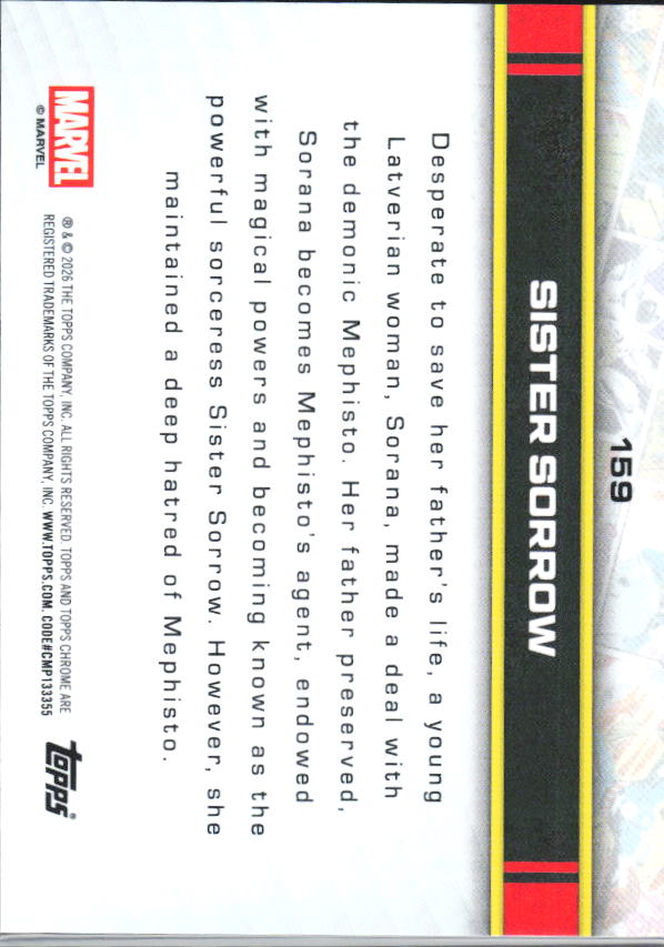 2026 Topps Chrome Marvel Comics #159 Sister Sorrow - baksida