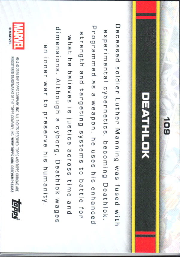 2026 Topps Chrome Marvel Comics #109 Deathlok - baksida