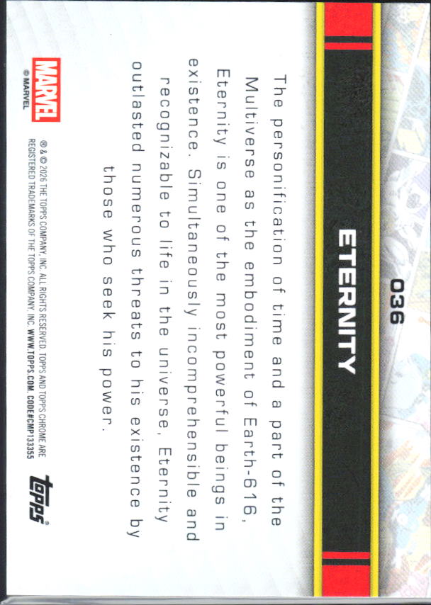 2026 Topps Chrome Marvel Comics #36 Eternity - baksida