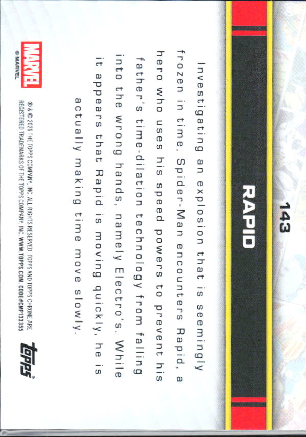 2026 Topps Chrome Marvel Comics #143 Rapid - baksida