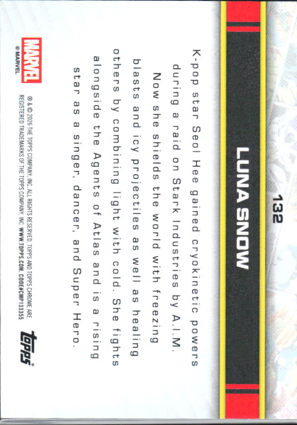 2026 Topps Chrome Marvel Comics #132 Luna Snow - baksida