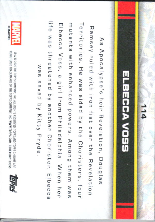 2026 Topps Chrome Marvel Comics #114 Elbecca Voss - baksida