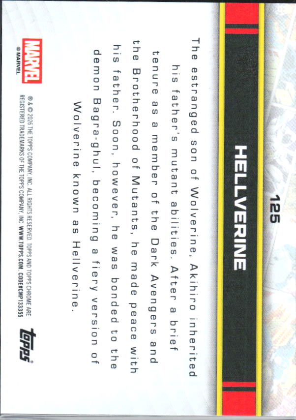 2026 Topps Chrome Marvel Comics #125 Hellverine - baksida