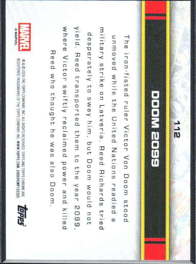 2026 Topps Chrome Marvel Comics #112 Doom 2099 - baksida