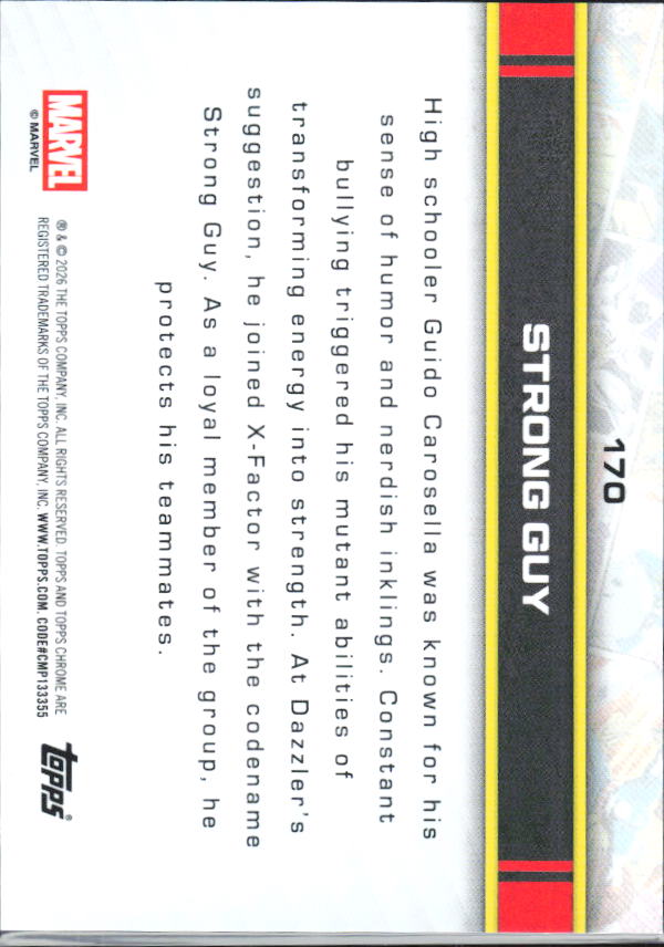 2026 Topps Chrome Marvel Comics #170 Strong Guy - baksida