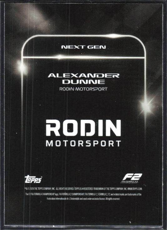 2026 Topps Formula 1 Lights Out Next Gen Alexander Dunne - baksida