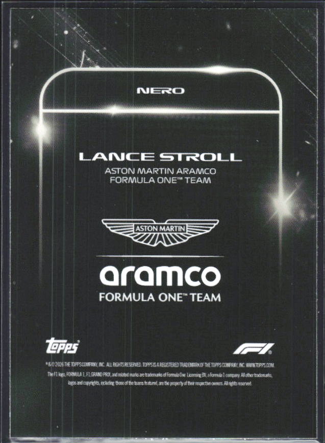 2026 Topps Formula 1 Lights Out Nero Lance Stroll - baksida